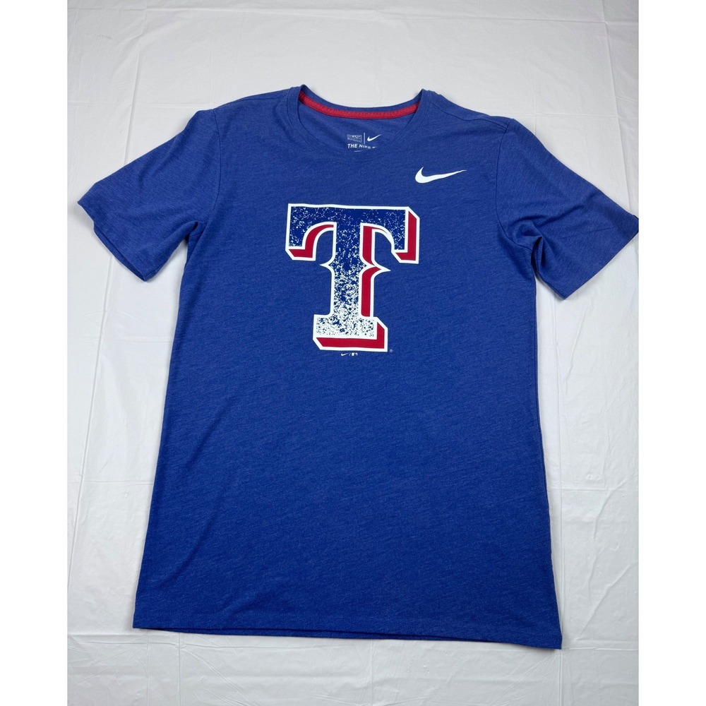 Nike Texas Rangers MLB Blue Tri-Blend Athletic Cut T-Shirt Mens Small